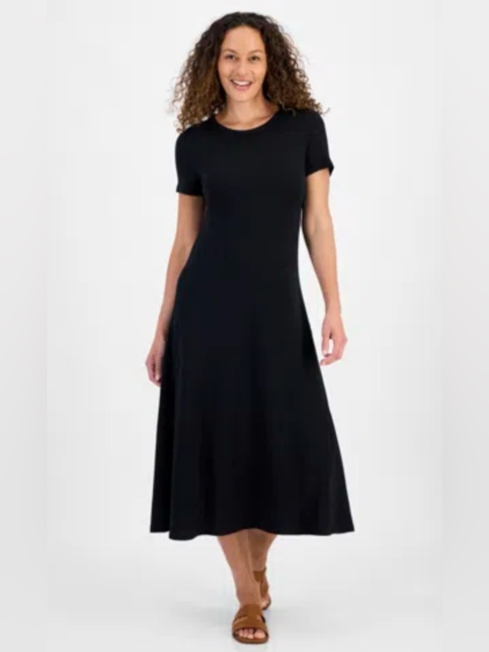 NWT Style & Co.  Black Short-Sleeve Tee Maxi Dress, fit and flare size Med.